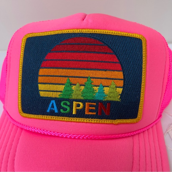 NWT Aviator Nation Pink Trucker Hat Aspen Sunset Rainbow embroidered patch - Picture 15 of 16